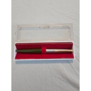 Parker 45 Fountain Pen Olive Green Brushed Steel Gold Trim Made in USA with Case